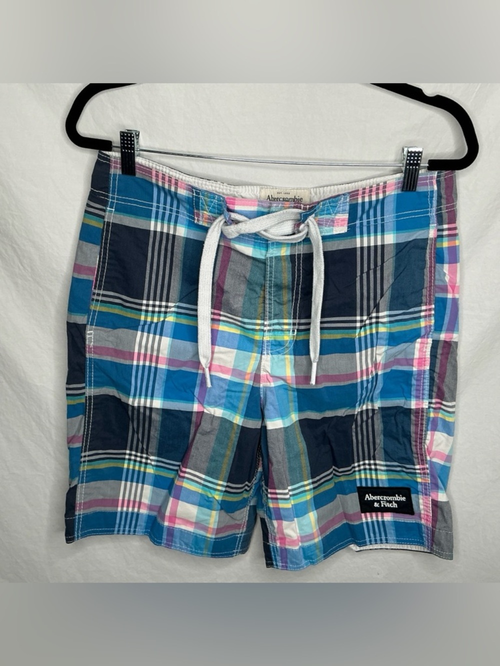 Abercrombie & Fitch Swim Trunks Men’s Sz M Plaid Cargo Board Shorts 8” Beach Y2K